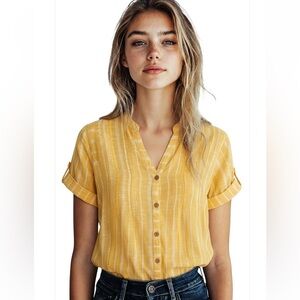 Club Z Collection Vintage Mustard Yellow Cotton Striped Tunic Dress